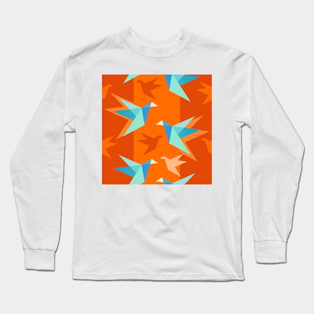 Cranes Pumpkin Pattern Long Sleeve T-Shirt by XOOXOO